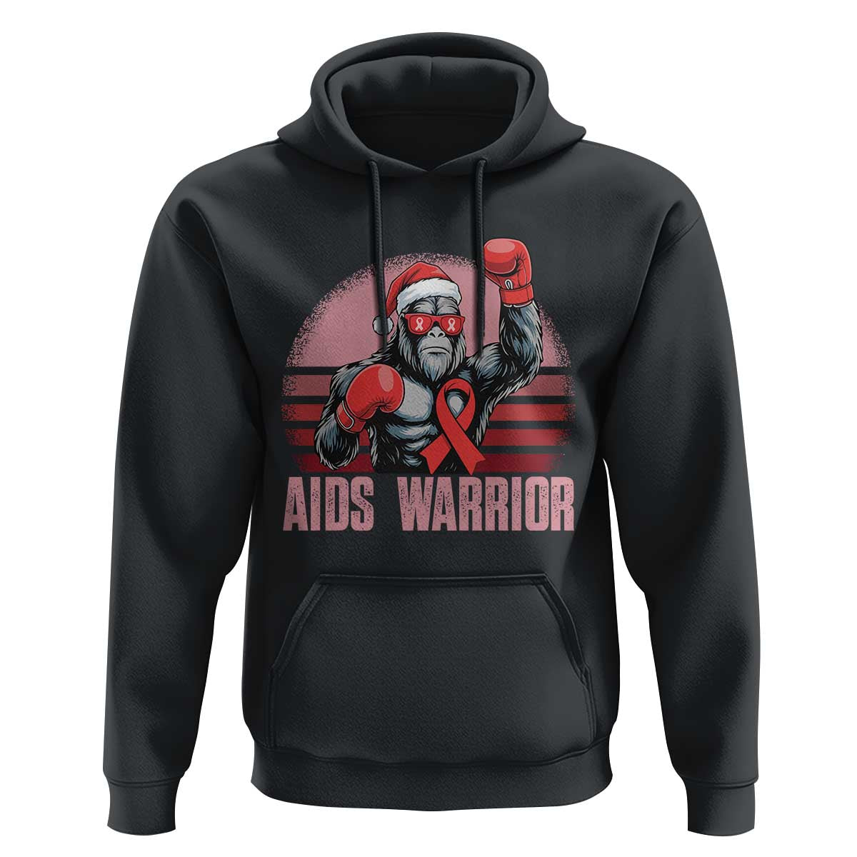 Christmas Santa Bigfoot HIV Awareness Hoodie Retro Vintage Style Gift - Wonder Print Shop