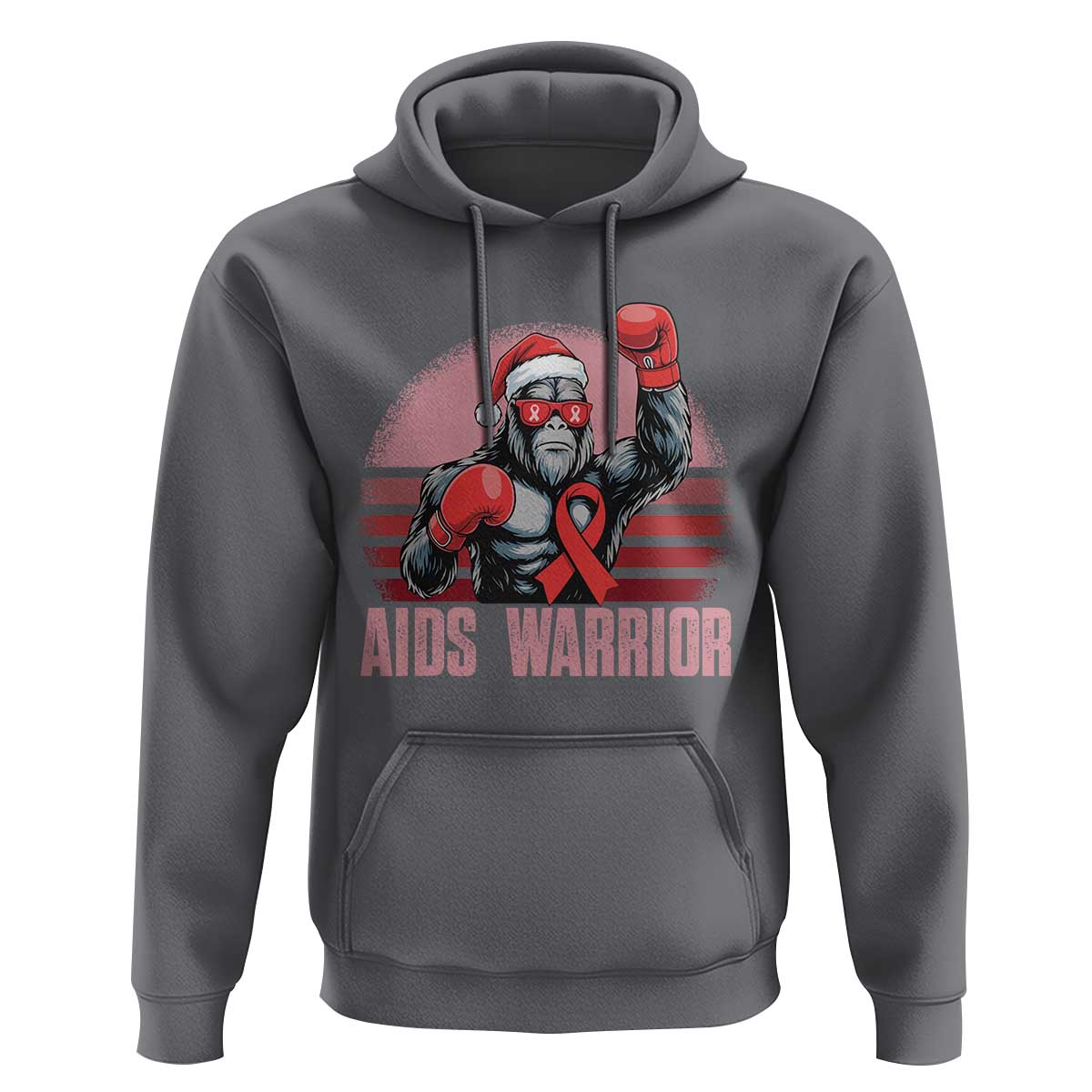 Christmas Santa Bigfoot HIV Awareness Hoodie Retro Vintage Style Gift - Wonder Print Shop