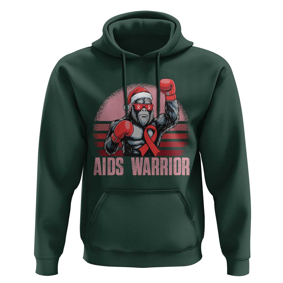 Christmas Santa Bigfoot HIV Awareness Hoodie Retro Vintage Style Gift - Wonder Print Shop
