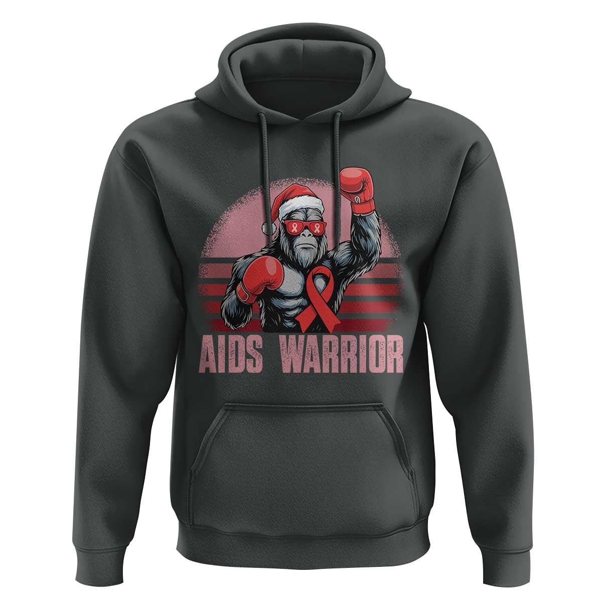 Christmas Santa Bigfoot HIV Awareness Hoodie Retro Vintage Style Gift - Wonder Print Shop