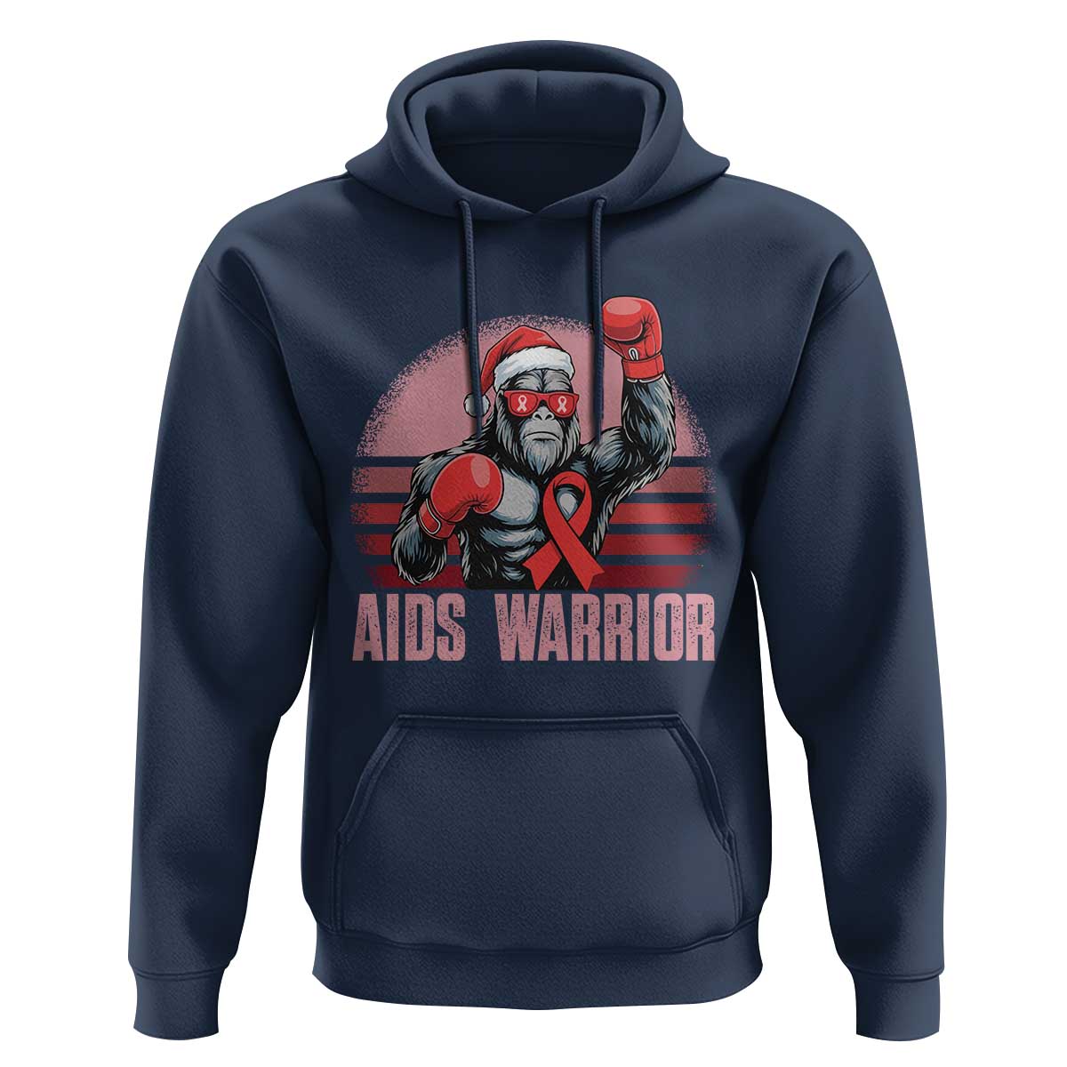 Christmas Santa Bigfoot HIV Awareness Hoodie Retro Vintage Style Gift - Wonder Print Shop