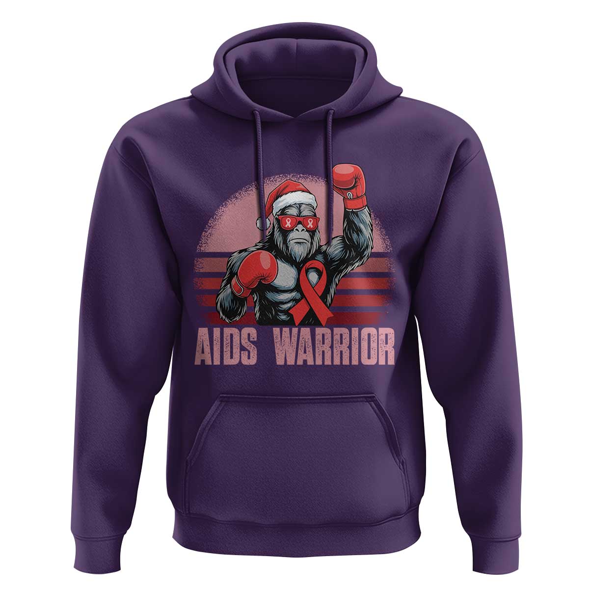 Christmas Santa Bigfoot HIV Awareness Hoodie Retro Vintage Style Gift - Wonder Print Shop