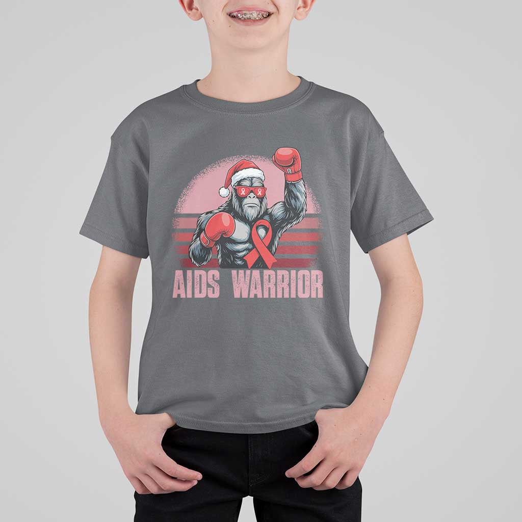 Christmas Santa Bigfoot HIV Awareness T Shirt For Kid Retro Vintage Style Gift - Wonder Print Shop