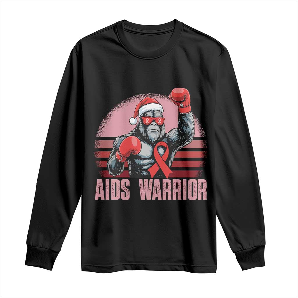 Christmas Santa Bigfoot HIV Awareness Long Sleeve Shirt Retro Vintage Style Gift - Wonder Print Shop