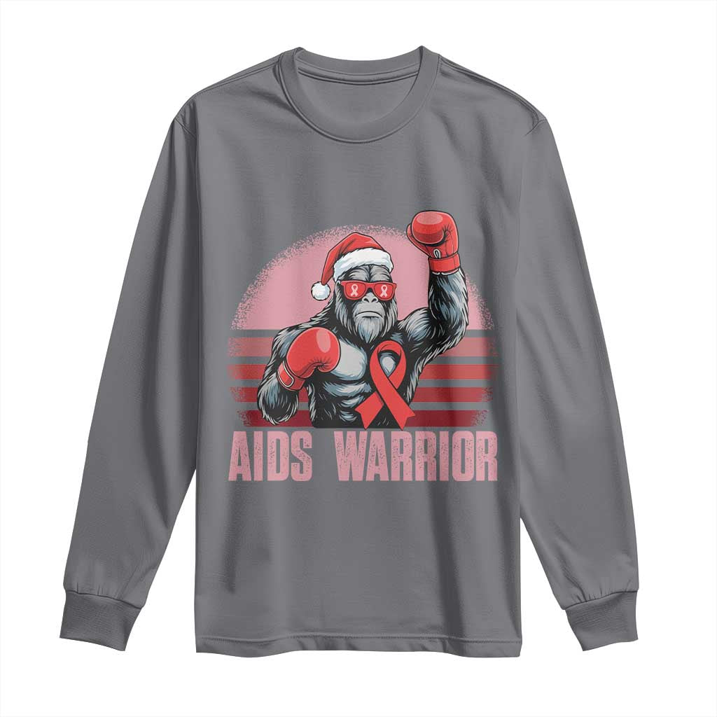 Christmas Santa Bigfoot HIV Awareness Long Sleeve Shirt Retro Vintage Style Gift - Wonder Print Shop