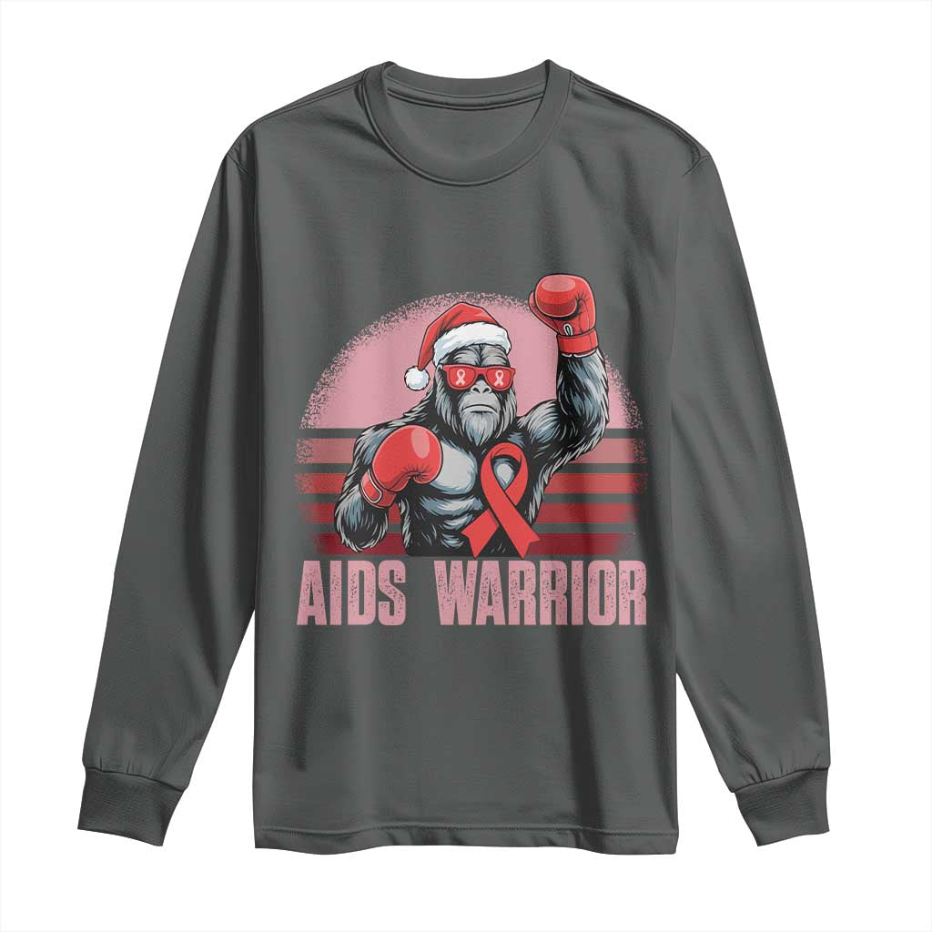 Christmas Santa Bigfoot HIV Awareness Long Sleeve Shirt Retro Vintage Style Gift - Wonder Print Shop