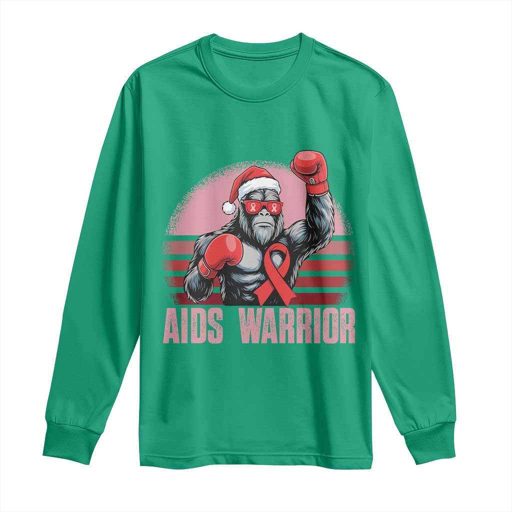 Christmas Santa Bigfoot HIV Awareness Long Sleeve Shirt Retro Vintage Style Gift - Wonder Print Shop