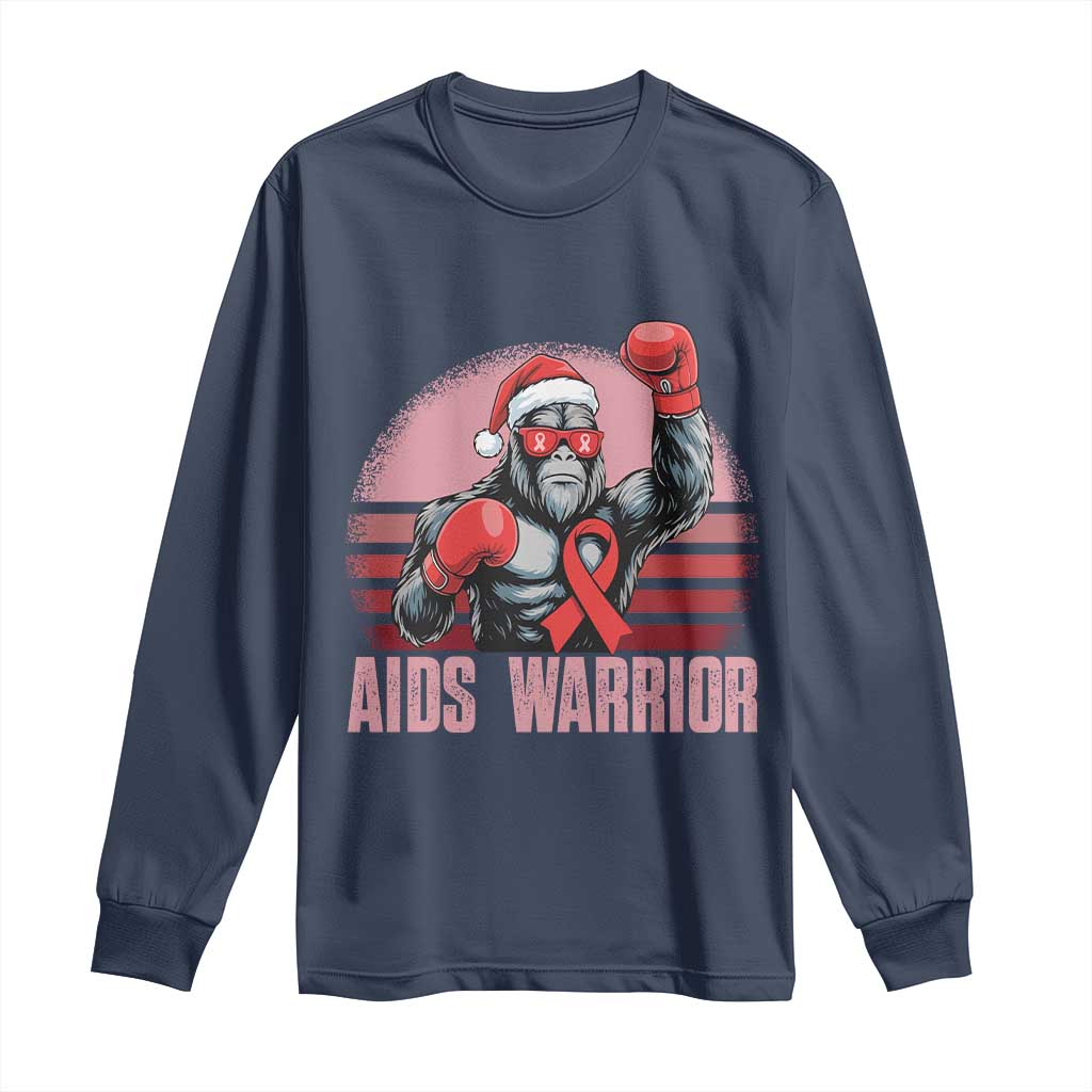 Christmas Santa Bigfoot HIV Awareness Long Sleeve Shirt Retro Vintage Style Gift - Wonder Print Shop