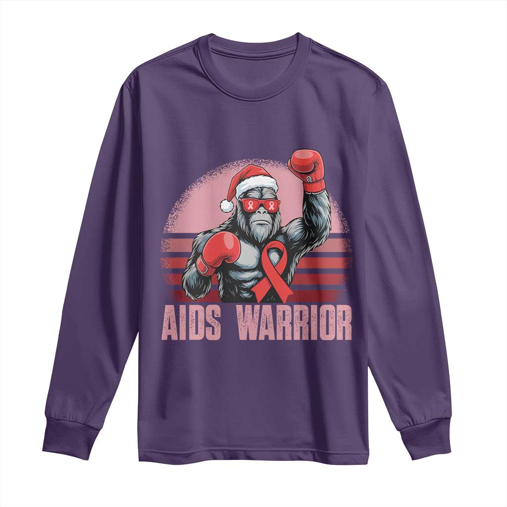 Christmas Santa Bigfoot HIV Awareness Long Sleeve Shirt Retro Vintage Style Gift - Wonder Print Shop