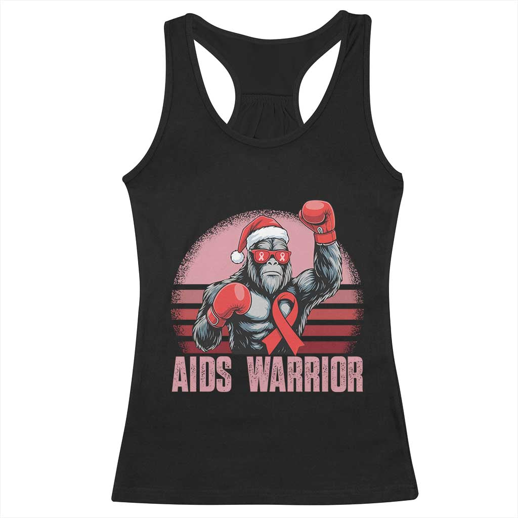 Christmas Santa Bigfoot HIV Awareness Racerback Tank Top Retro Vintage Style Gift - Wonder Print Shop