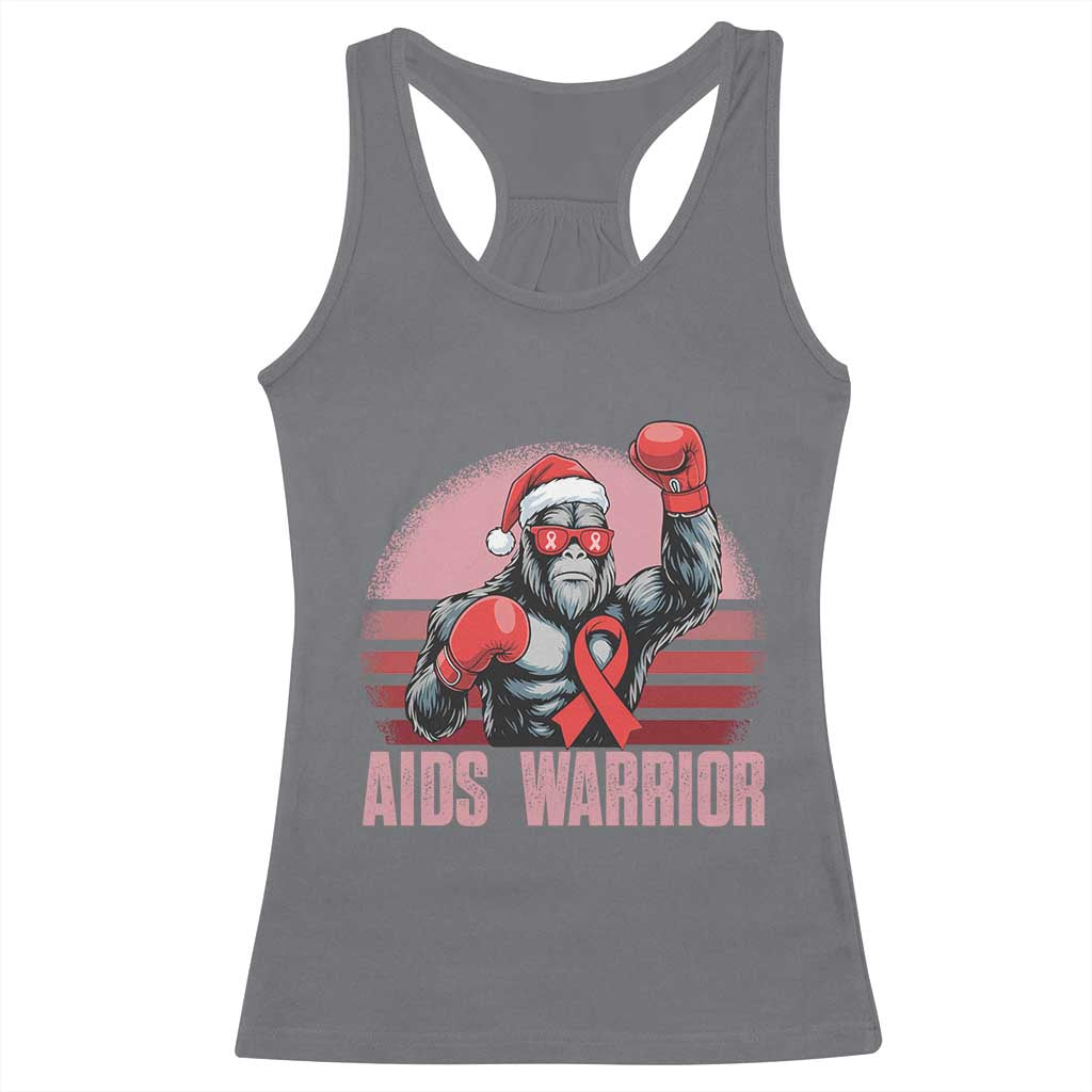 Christmas Santa Bigfoot HIV Awareness Racerback Tank Top Retro Vintage Style Gift - Wonder Print Shop