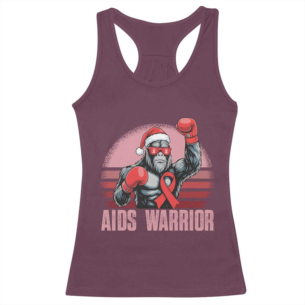 Christmas Santa Bigfoot HIV Awareness Racerback Tank Top Retro Vintage Style Gift - Wonder Print Shop
