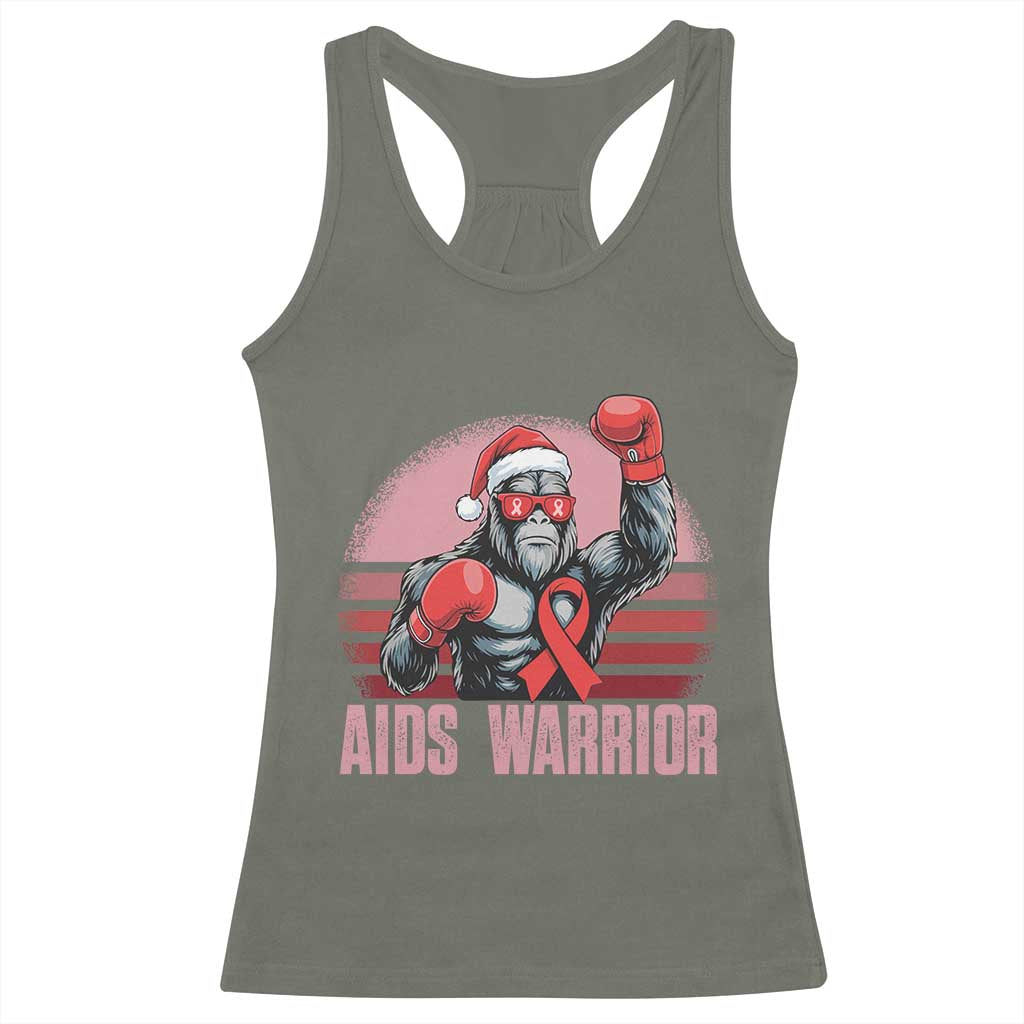 Christmas Santa Bigfoot HIV Awareness Racerback Tank Top Retro Vintage Style Gift - Wonder Print Shop