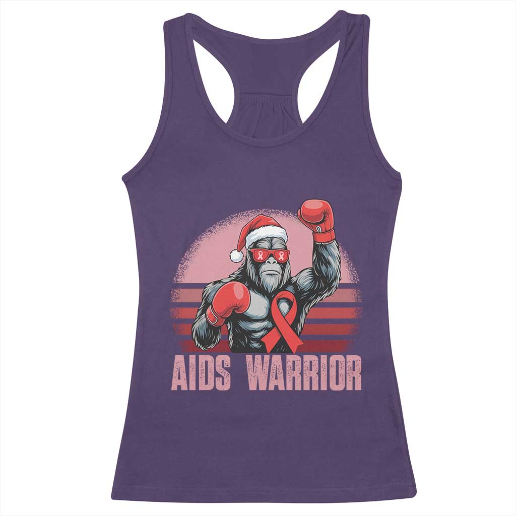 Christmas Santa Bigfoot HIV Awareness Racerback Tank Top Retro Vintage Style Gift - Wonder Print Shop