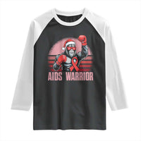 Christmas Santa Bigfoot HIV Awareness Raglan Shirt Retro Vintage Style Gift - Wonder Print Shop