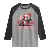 Christmas Santa Bigfoot HIV Awareness Raglan Shirt Retro Vintage Style Gift - Wonder Print Shop