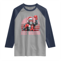 Christmas Santa Bigfoot HIV Awareness Raglan Shirt Retro Vintage Style Gift - Wonder Print Shop