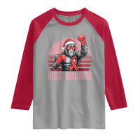 Christmas Santa Bigfoot HIV Awareness Raglan Shirt Retro Vintage Style Gift - Wonder Print Shop