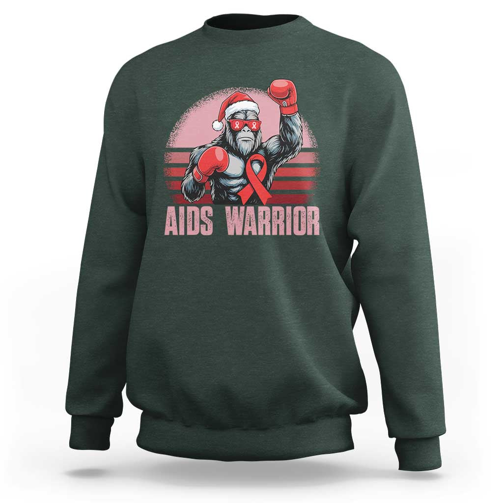 Christmas Santa Bigfoot HIV Awareness Sweatshirt Retro Vintage Style Gift - Wonder Print Shop