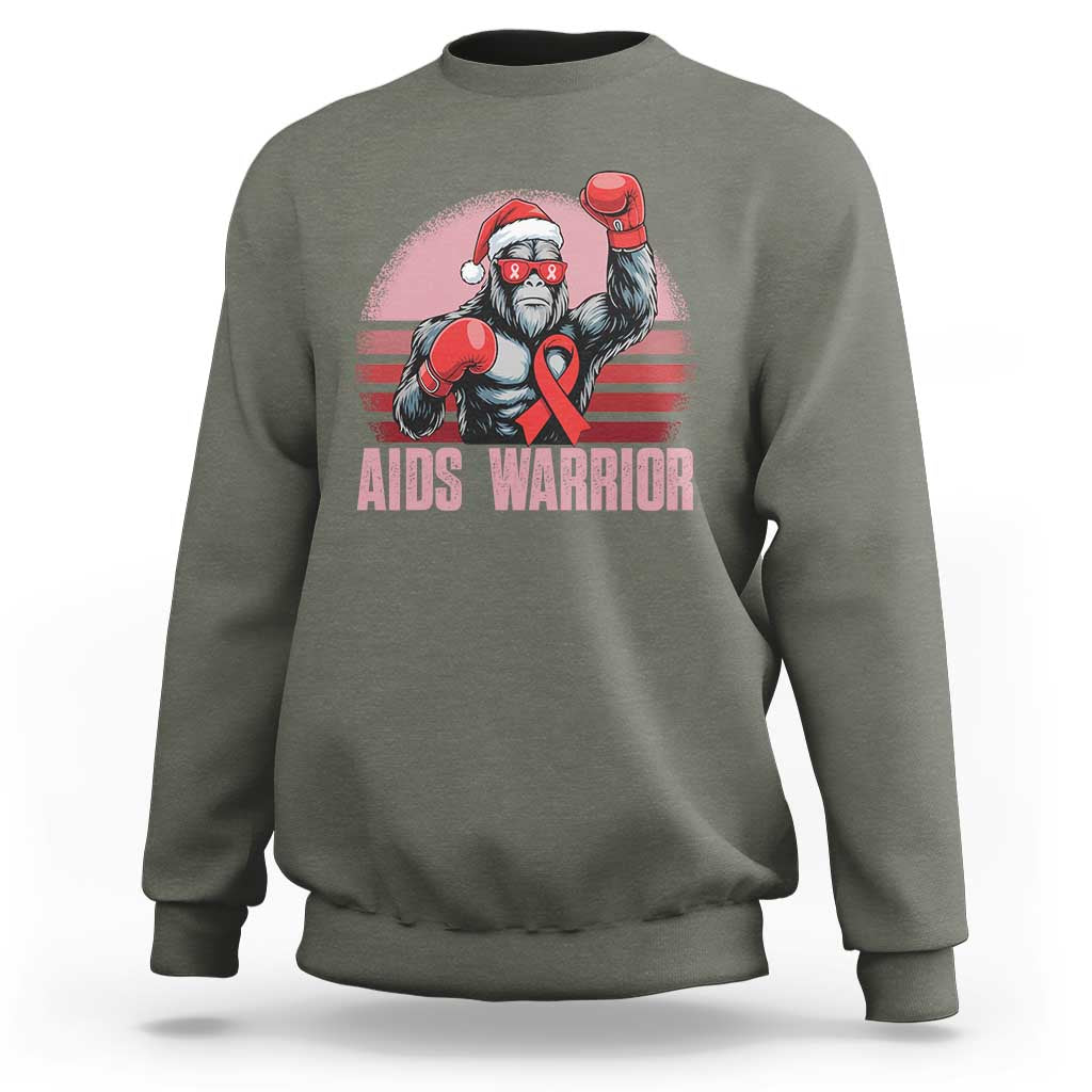 Christmas Santa Bigfoot HIV Awareness Sweatshirt Retro Vintage Style Gift - Wonder Print Shop