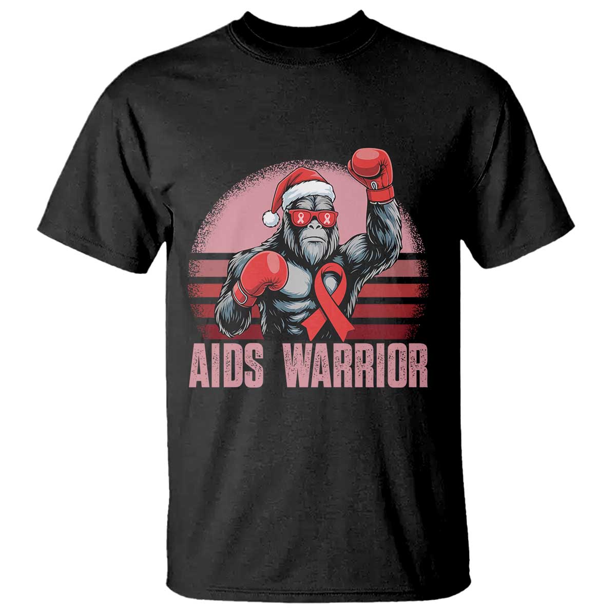 Christmas Santa Bigfoot HIV Awareness T Shirt Retro Vintage Style Gift - Wonder Print Shop