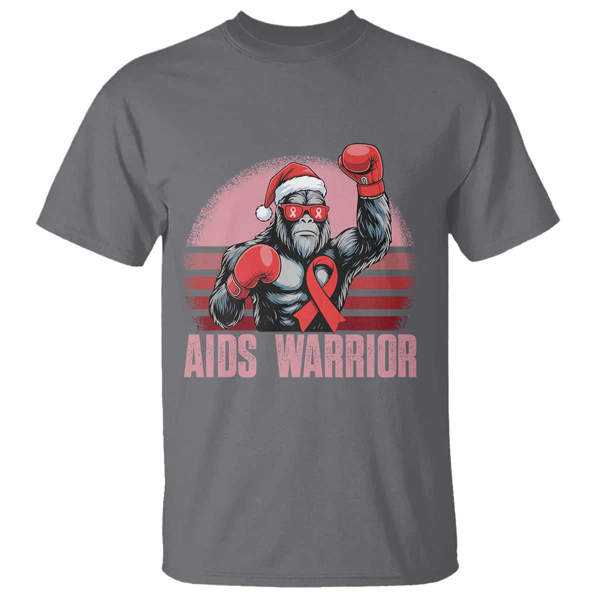 Christmas Santa Bigfoot HIV Awareness T Shirt Retro Vintage Style Gift - Wonder Print Shop