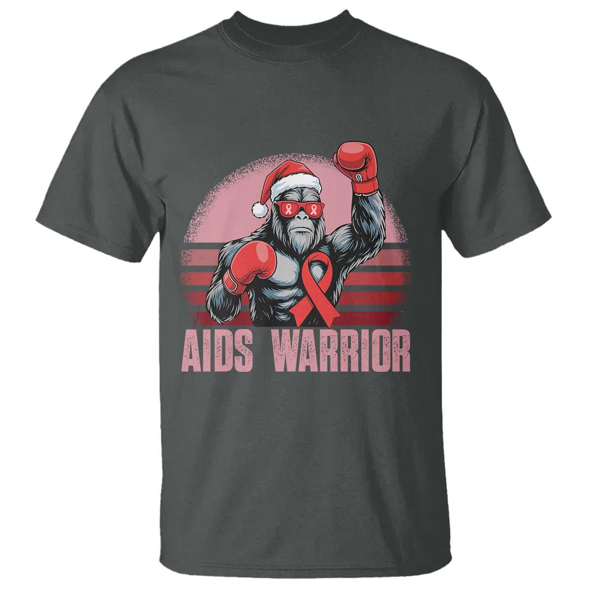 Christmas Santa Bigfoot HIV Awareness T Shirt Retro Vintage Style Gift - Wonder Print Shop