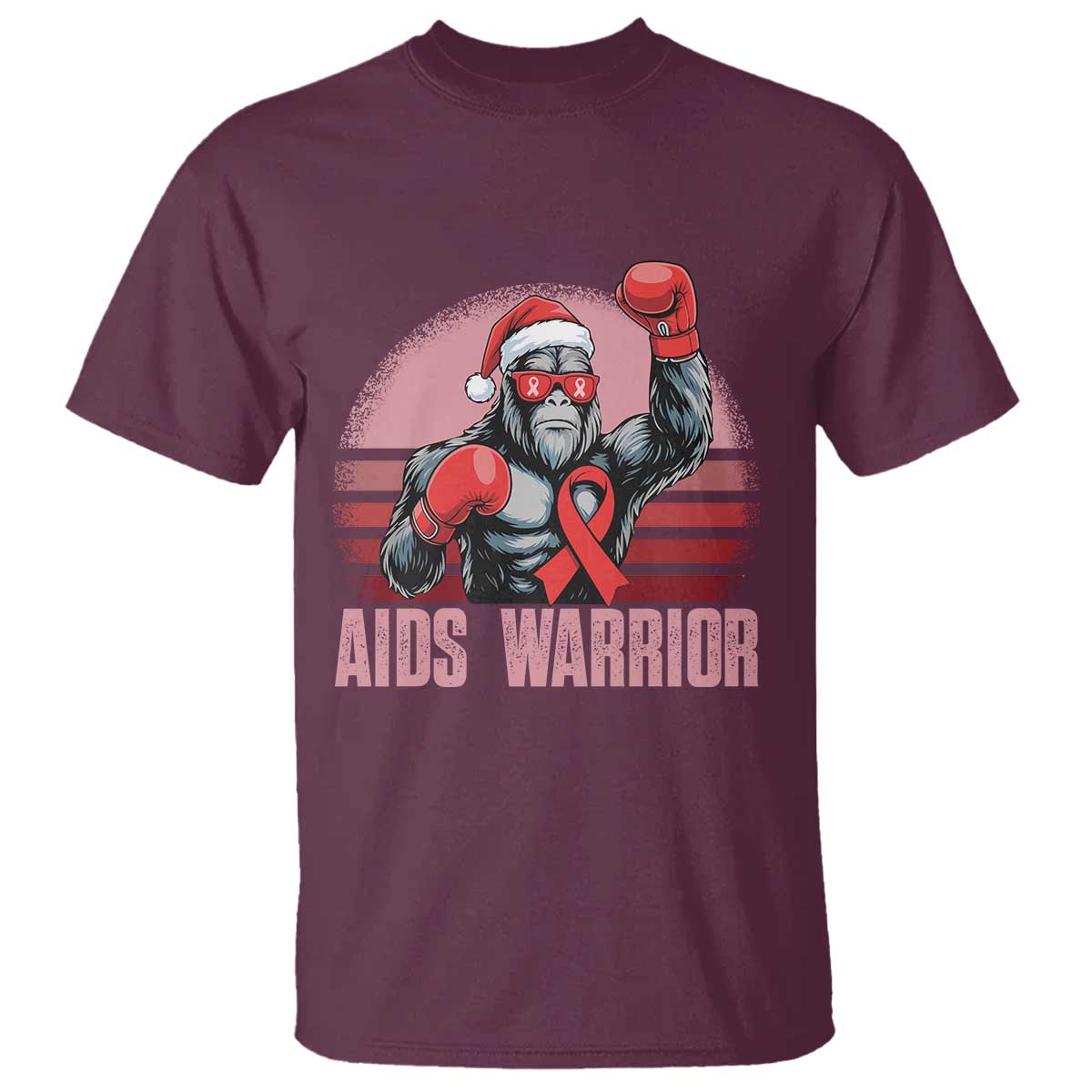 Christmas Santa Bigfoot HIV Awareness T Shirt Retro Vintage Style Gift - Wonder Print Shop