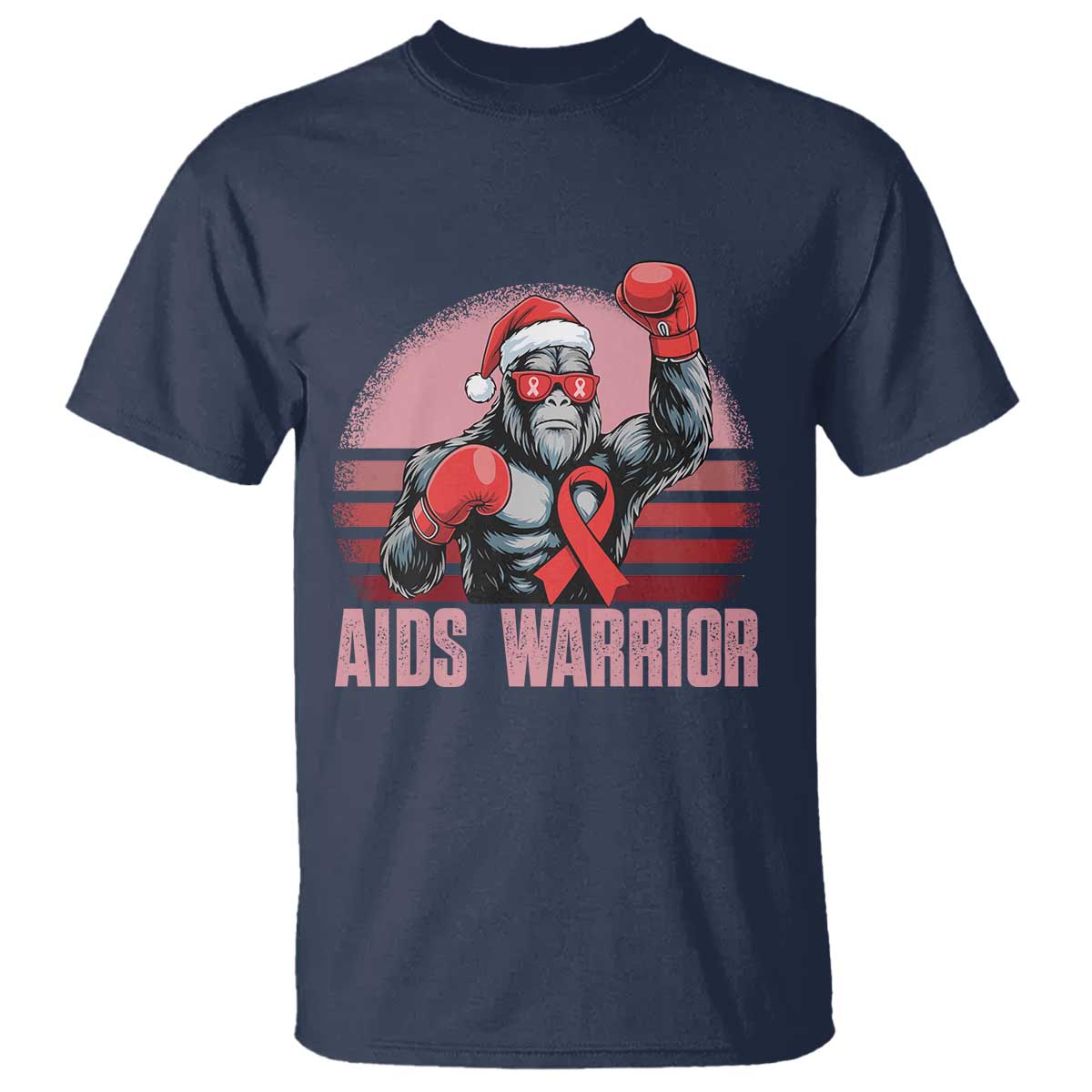 Christmas Santa Bigfoot HIV Awareness T Shirt Retro Vintage Style Gift - Wonder Print Shop