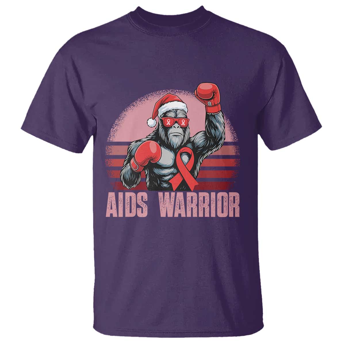 Christmas Santa Bigfoot HIV Awareness T Shirt Retro Vintage Style Gift - Wonder Print Shop