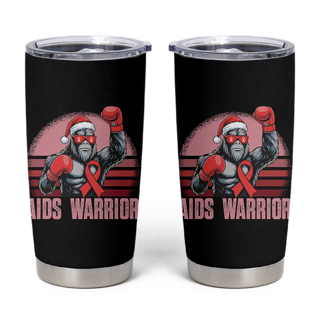 Christmas Santa Bigfoot HIV Awareness Tumbler Cup Retro Vintage Style Gift - Wonder Print Shop
