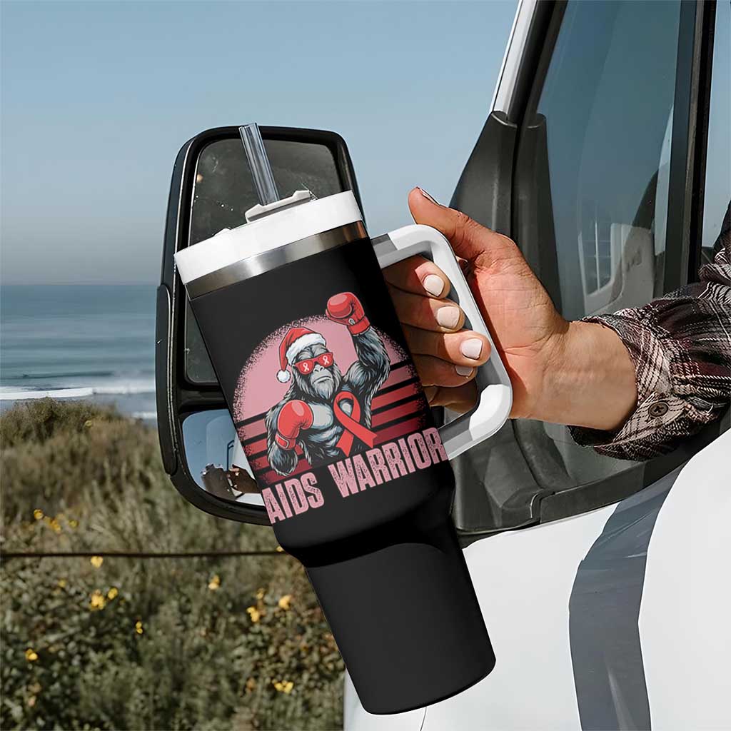 Christmas Santa Bigfoot HIV Awareness Tumbler With Handle Retro Vintage Style Gift - Wonder Print Shop