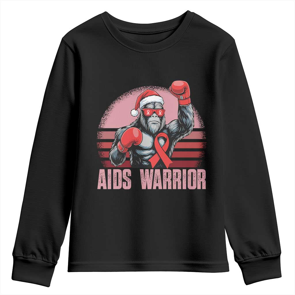 Christmas Santa Bigfoot HIV Awareness Youth Sweatshirt Retro Vintage Style Gift - Wonder Print Shop