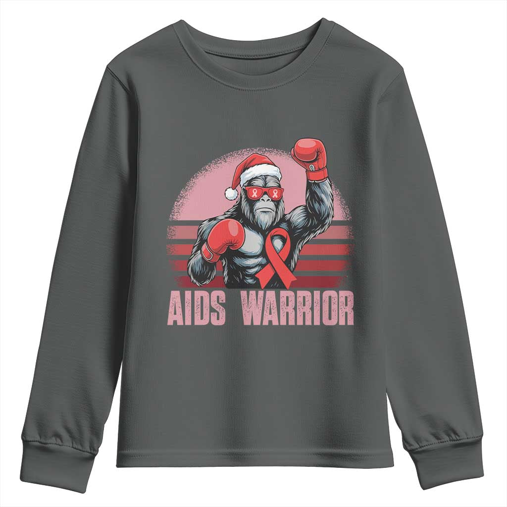 Christmas Santa Bigfoot HIV Awareness Youth Sweatshirt Retro Vintage Style Gift - Wonder Print Shop