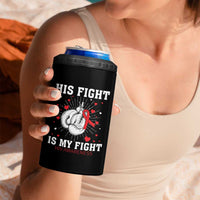 His Fight Is My Fight HIV Warrior 4 in 1 Can Cooler Tumbler Red Ribbon Boxing Gift - Wonder Print Shop