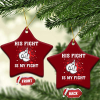 His Fight Is My Fight HIV Warrior Ceramic Ornament Red Ribbon Boxing Gift - Wonder Print Shop