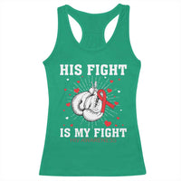 His Fight Is My Fight HIV Warrior Racerback Tank Top Red Ribbon Boxing Gift - Wonder Print Shop