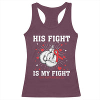 His Fight Is My Fight HIV Warrior Racerback Tank Top Red Ribbon Boxing Gift - Wonder Print Shop