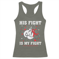His Fight Is My Fight HIV Warrior Racerback Tank Top Red Ribbon Boxing Gift - Wonder Print Shop