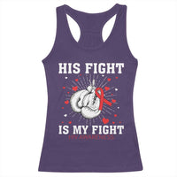 His Fight Is My Fight HIV Warrior Racerback Tank Top Red Ribbon Boxing Gift - Wonder Print Shop