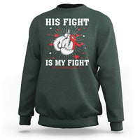 His Fight Is My Fight HIV Warrior Sweatshirt Red Ribbon Boxing Gift - Wonder Print Shop