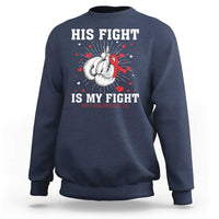 His Fight Is My Fight HIV Warrior Sweatshirt Red Ribbon Boxing Gift - Wonder Print Shop