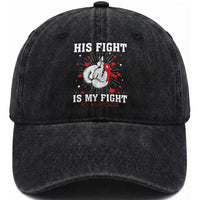 His Fight Is My Fight HIV Warrior Washed Cotton Baseball Cap Red Ribbon Boxing Gift