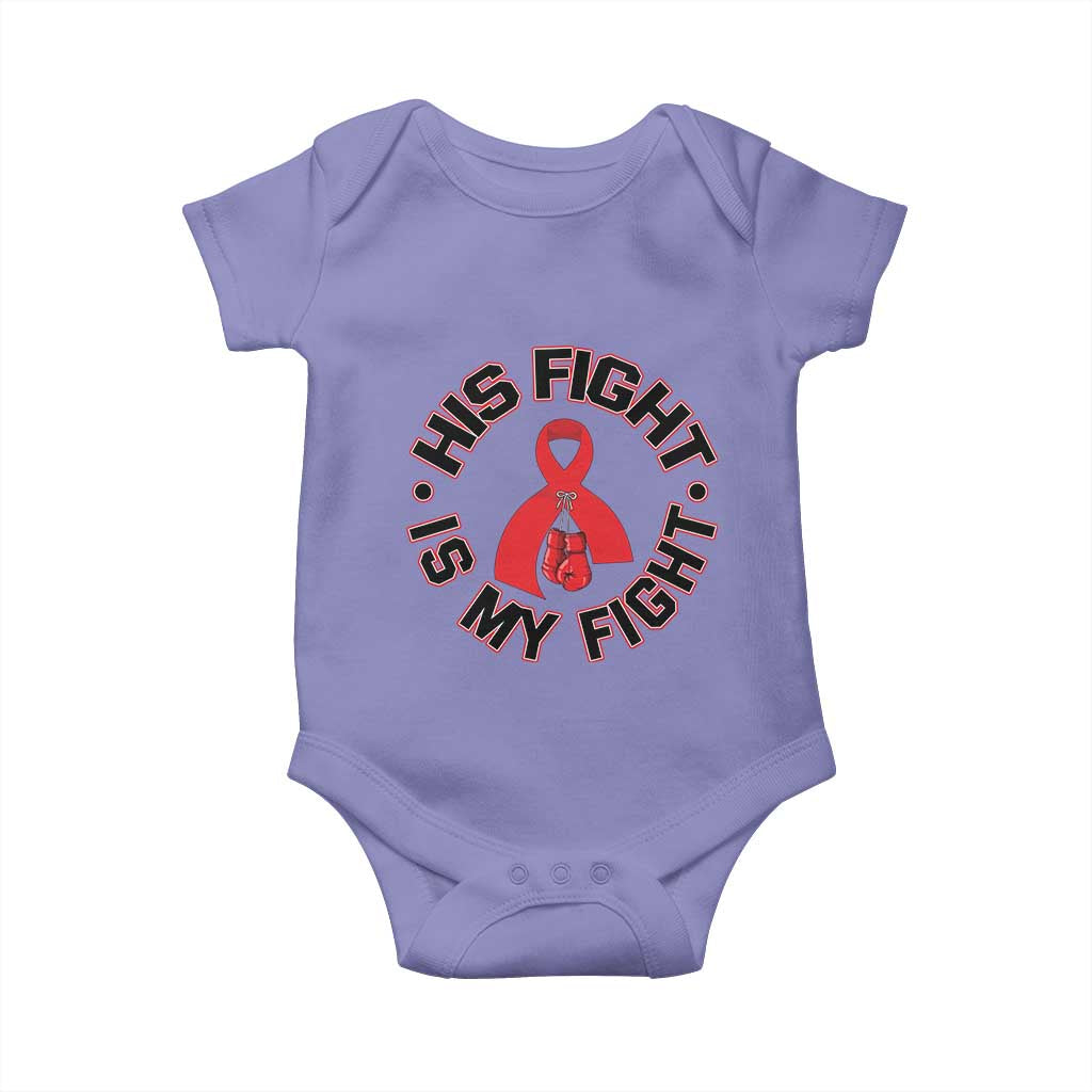 HIV Warrior His Fight Is My Fight Baby Onesie Red Ribbon Boxing Gift - Wonder Print Shop