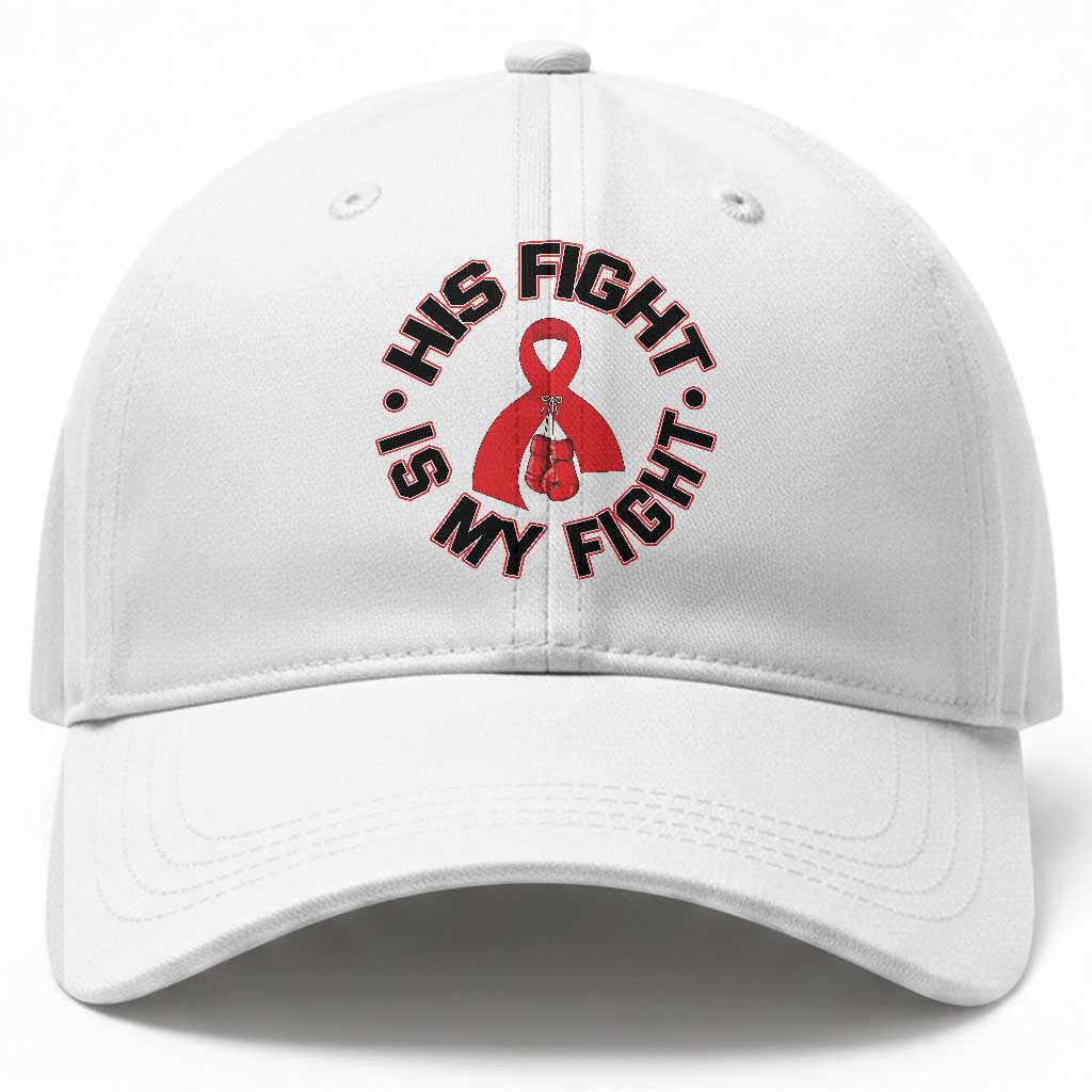HIV Warrior His Fight Is My Fight Baseball Cap Red Ribbon Boxing Gift