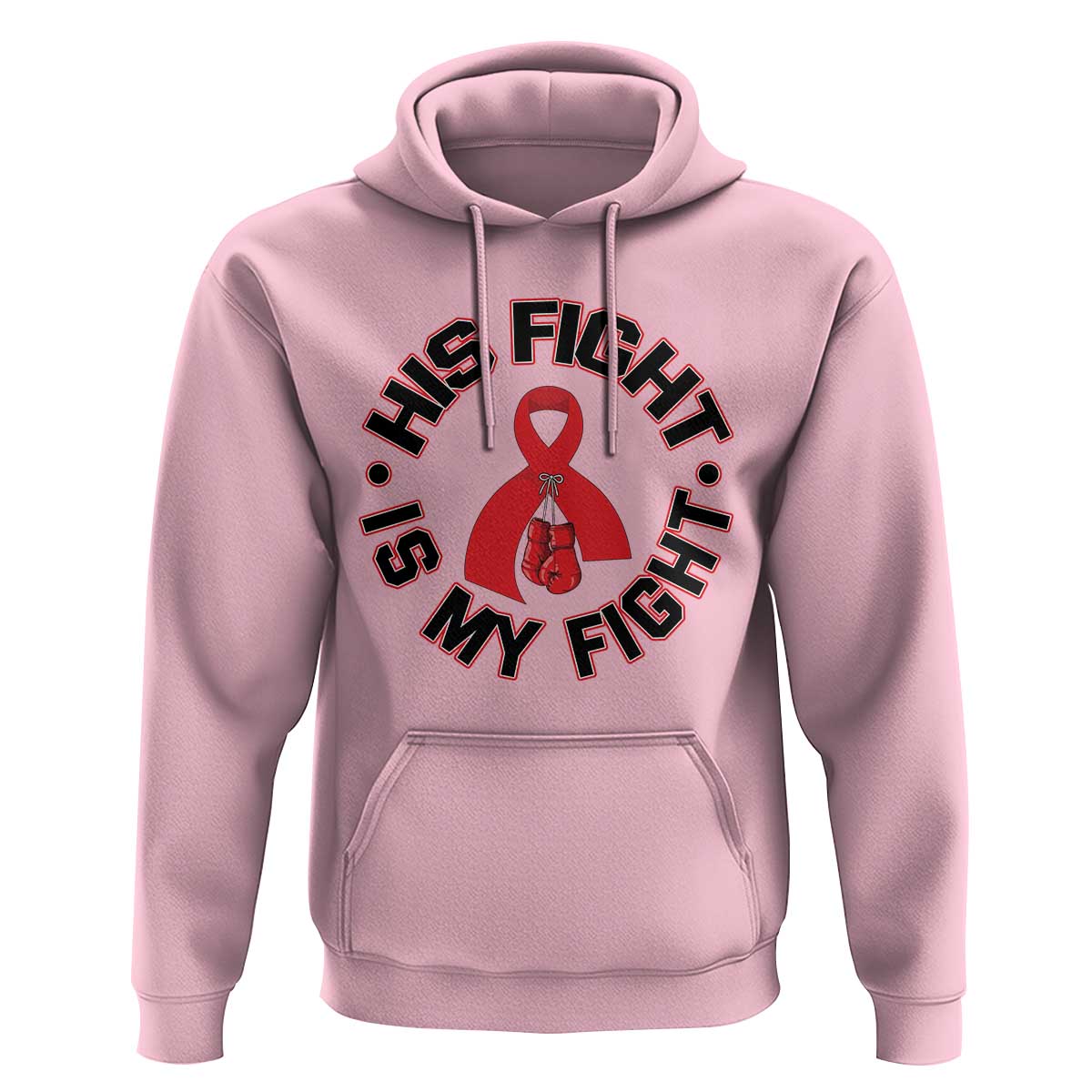 HIV Warrior His Fight Is My Fight Hoodie Red Ribbon Boxing Gift - Wonder Print Shop