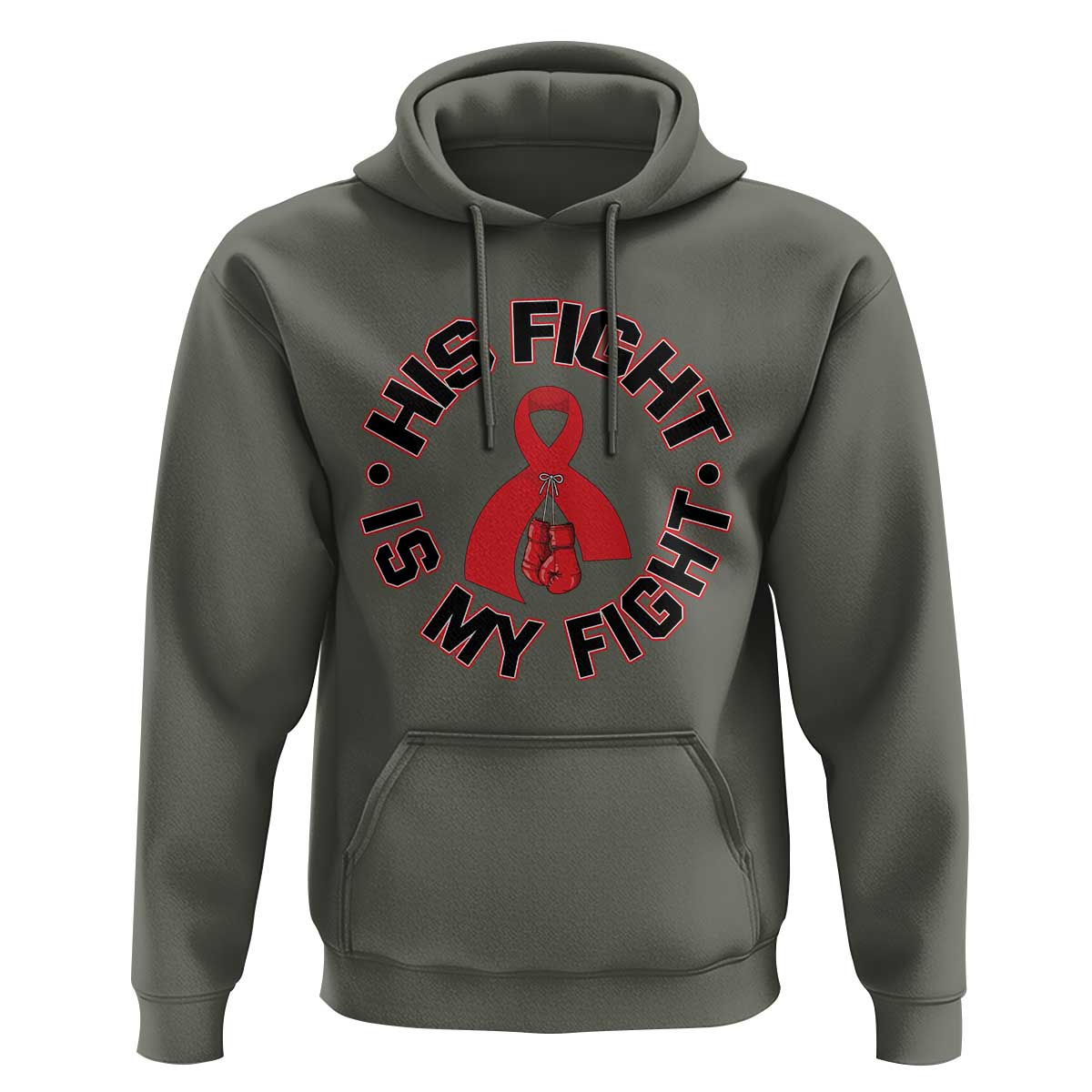 HIV Warrior His Fight Is My Fight Hoodie Red Ribbon Boxing Gift - Wonder Print Shop