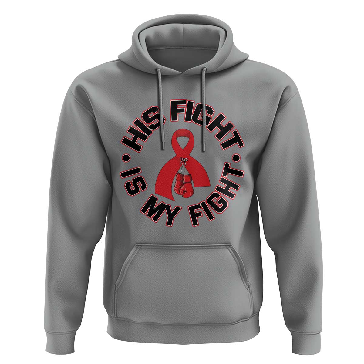 HIV Warrior His Fight Is My Fight Hoodie Red Ribbon Boxing Gift - Wonder Print Shop