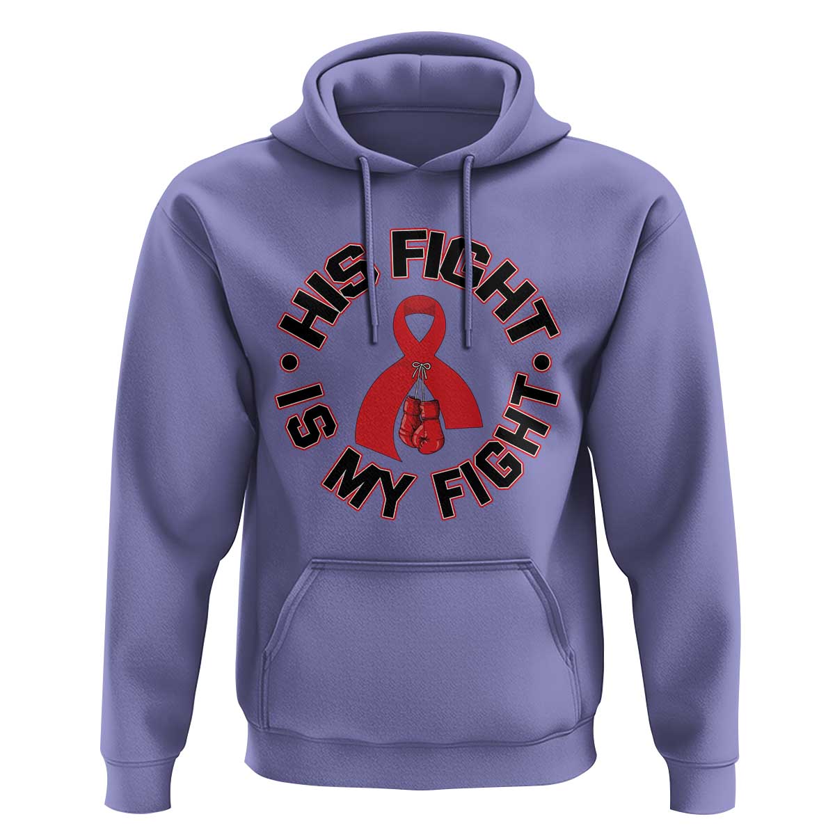 HIV Warrior His Fight Is My Fight Hoodie Red Ribbon Boxing Gift - Wonder Print Shop