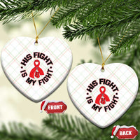 HIV Warrior His Fight Is My Fight Ceramic Ornament Red Ribbon Boxing Gift - Wonder Print Shop